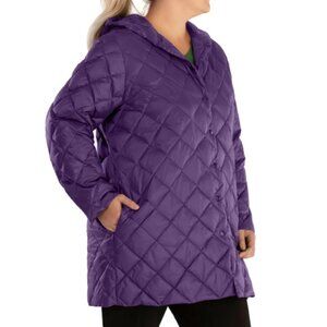 Juno Active Quilted Purple Puffer Packable Light Weight Parka Jacket 2X